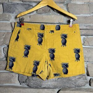 Ann Taylor Devin City Yellow Navy Pineapple Chino Shorts 4